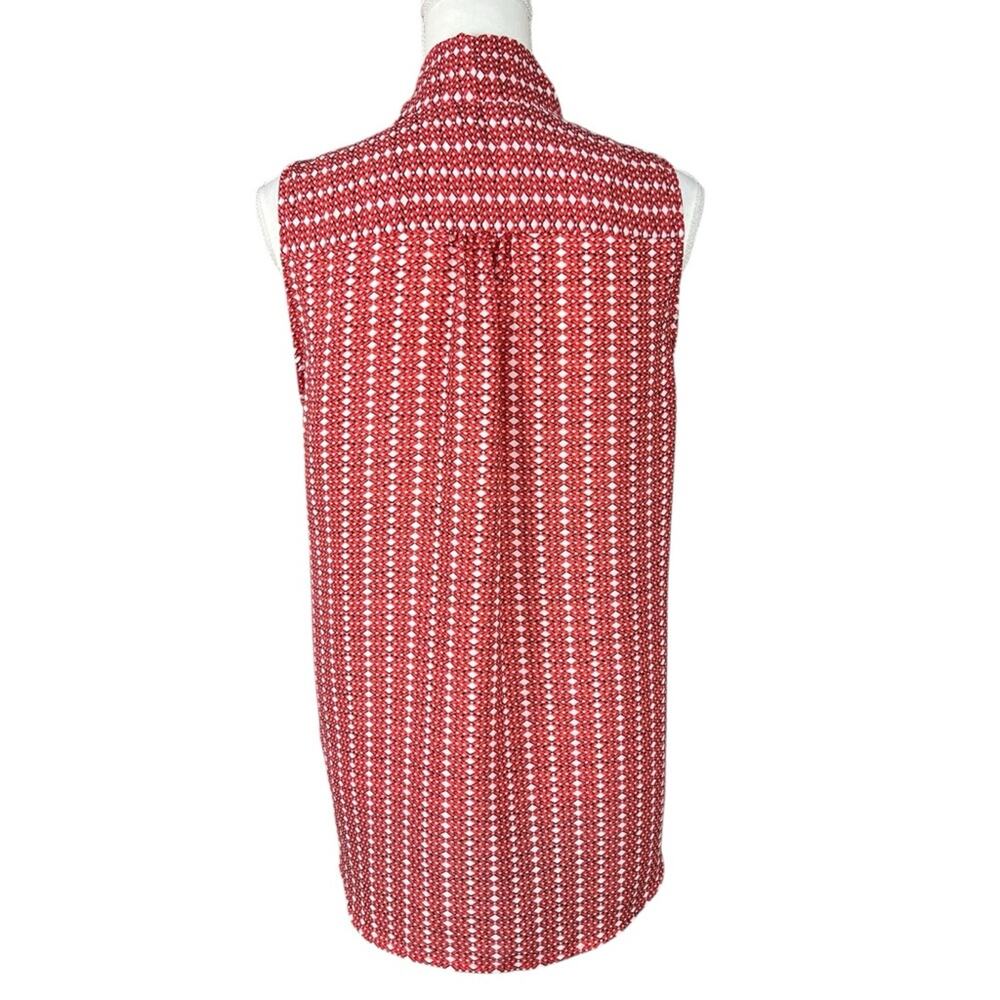 Pleione Sleeveless Faux Wrap Blouse Red Black Women’s size medium - Picture 5 of 8